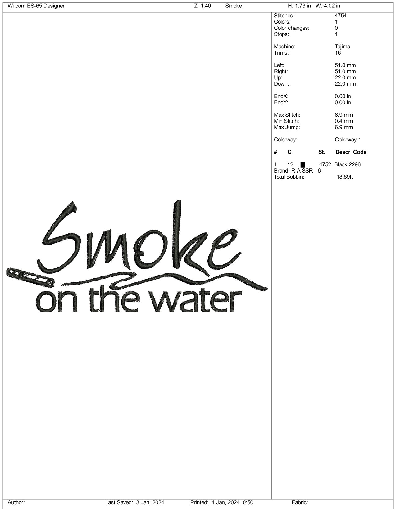 Smoke On The Winter Embroidery Design Files - 3 Size's