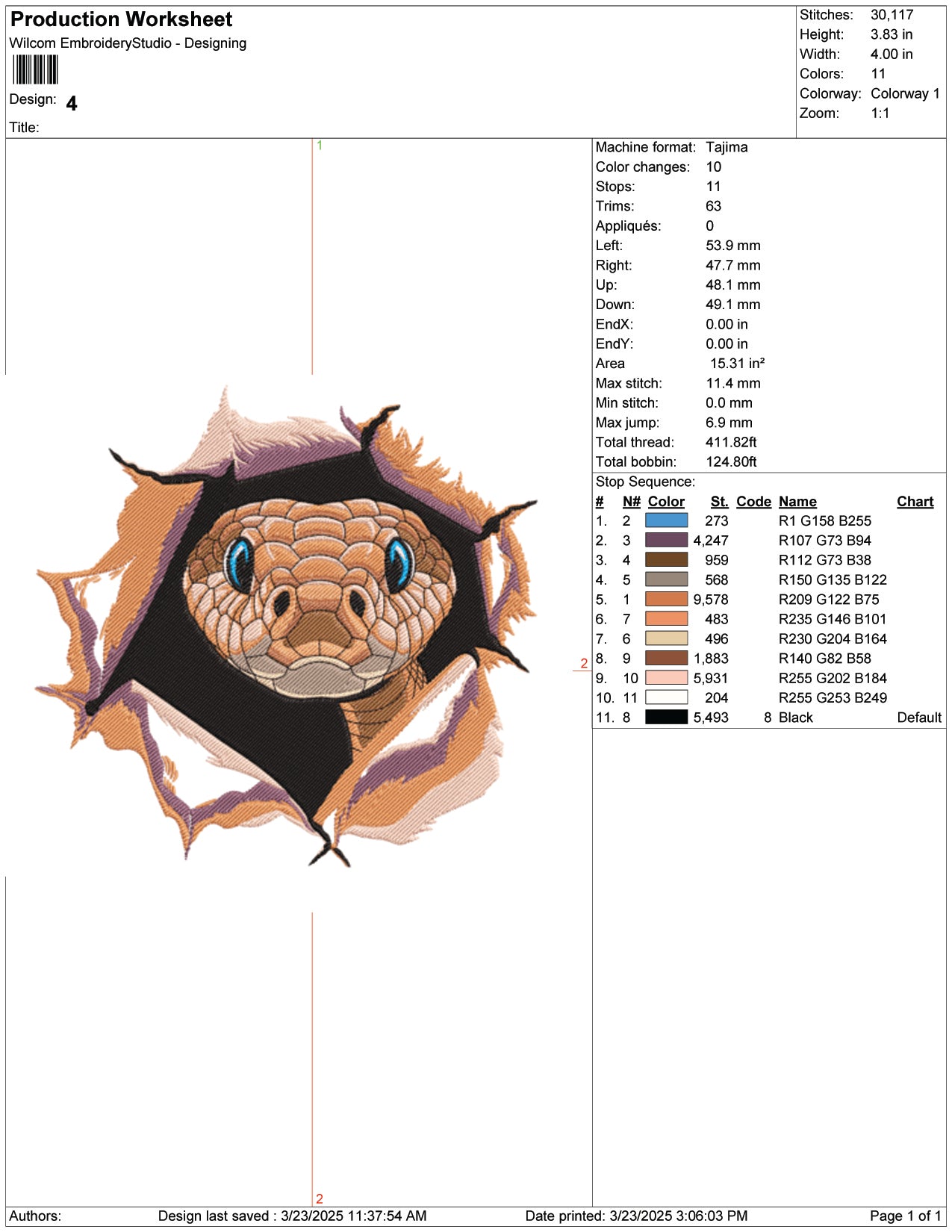 Snake Into Wall Embroidery Design Files - 9 Size's