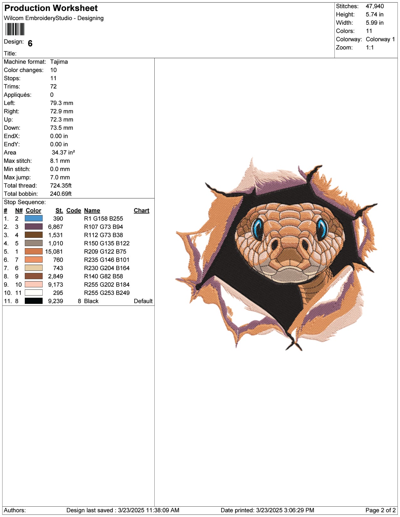 Snake Into Wall Embroidery Design Files - 9 Size's