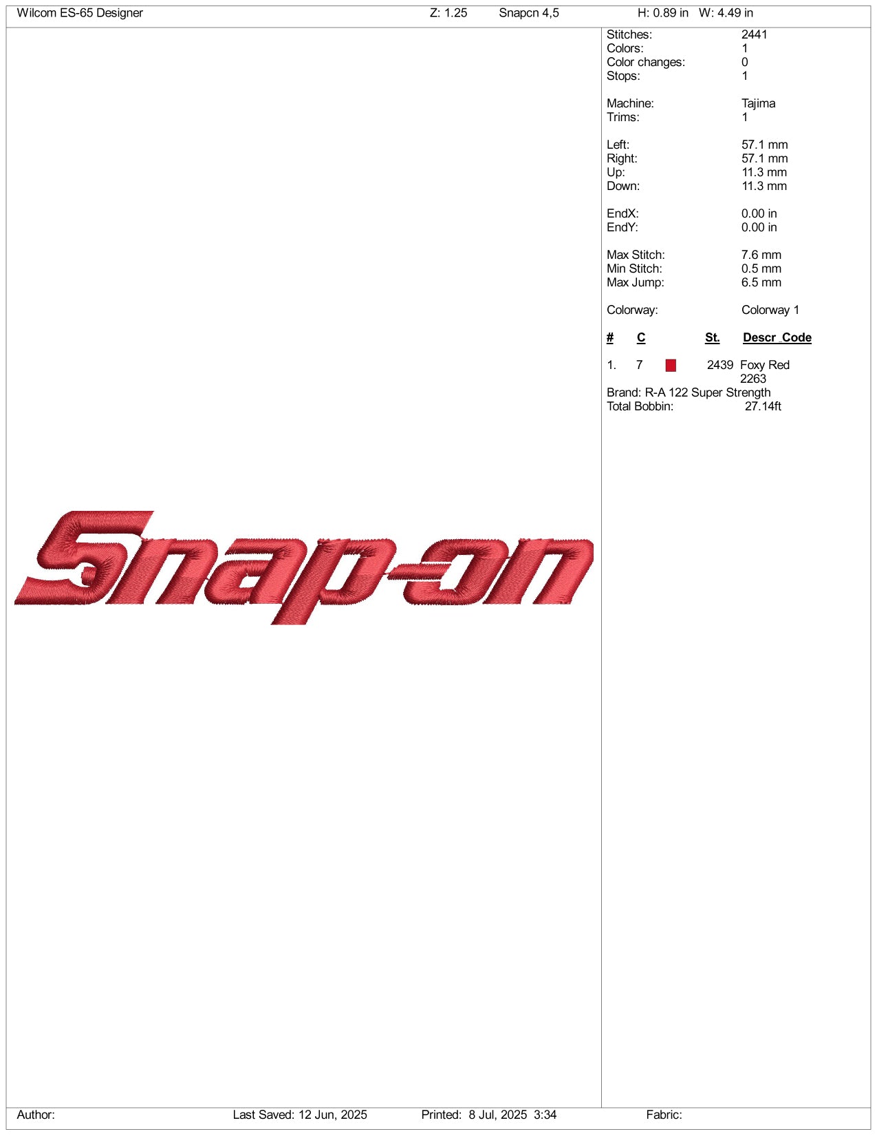 Snap On Tools v2 Logo Embroidery Design Files - 3 Size's