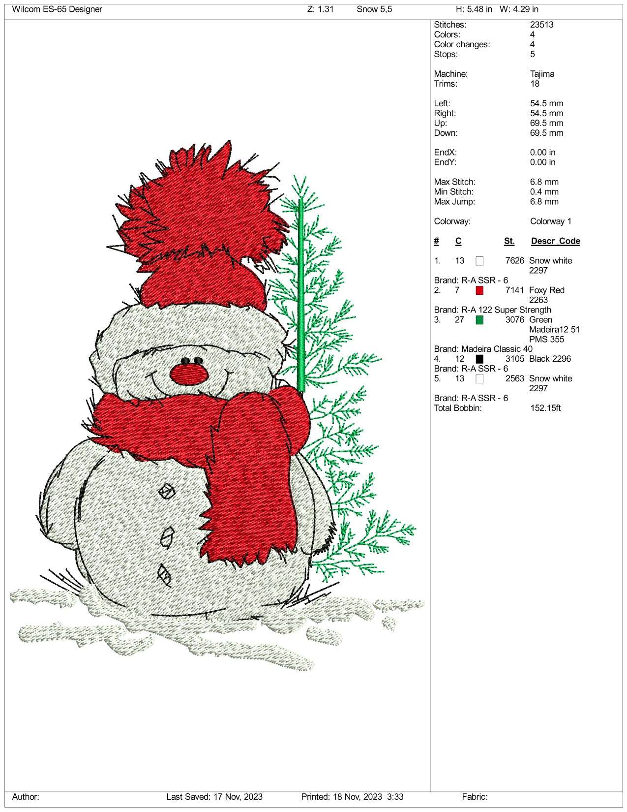 Christmas Snowmen Embroidery Design Files - 3 Size's