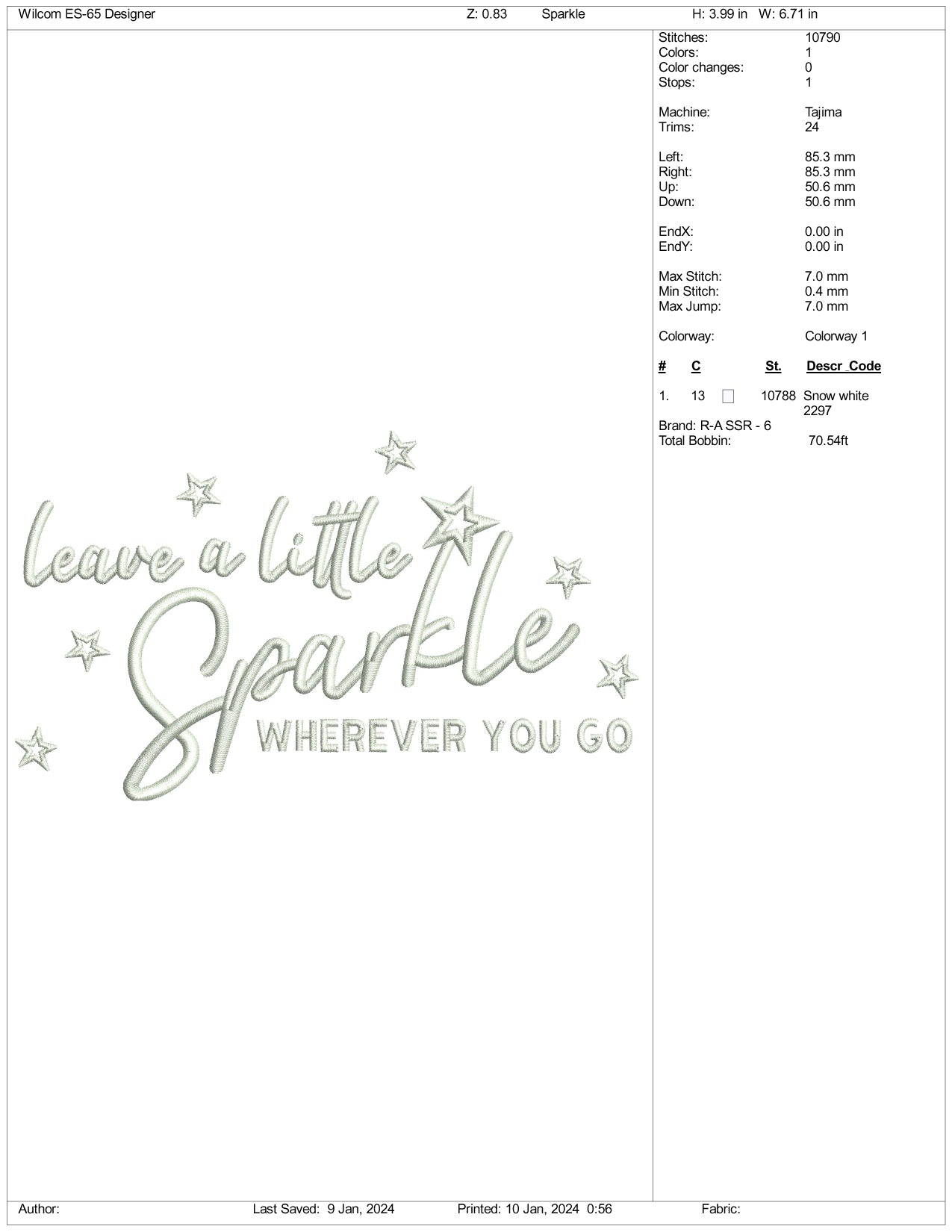 Sparkle Embroidery Design Files - 3 Size's