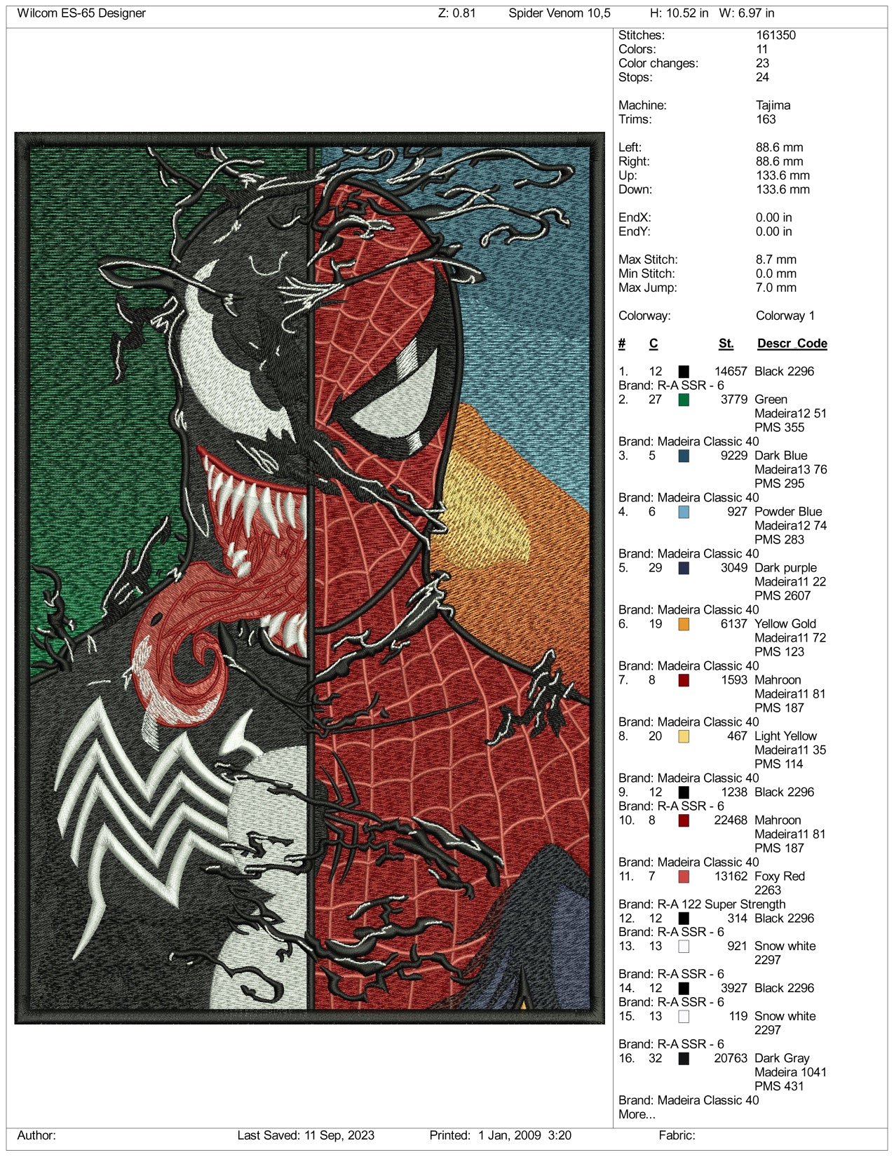 Spiderman v2 Embroidery Design Files - 3 Size's