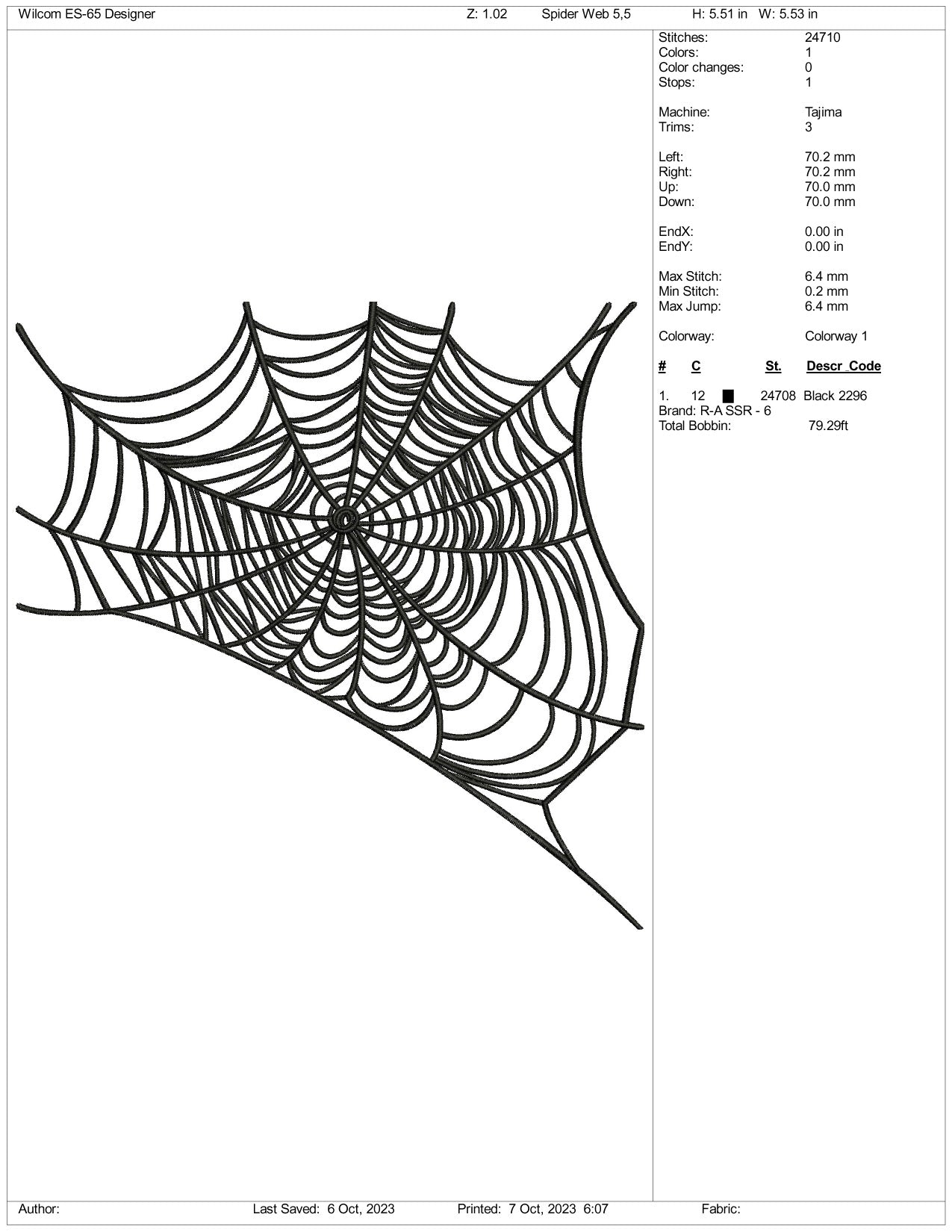 Spider Web Embroidery Design Files 