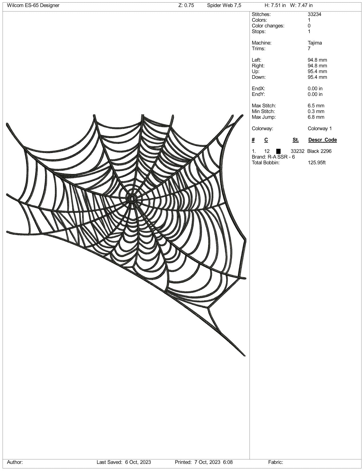 Spider Web Embroidery Design Files 