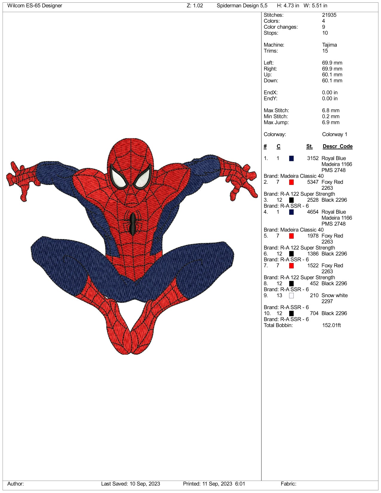 Spider Man Embroidery Design Files - 3 Size's