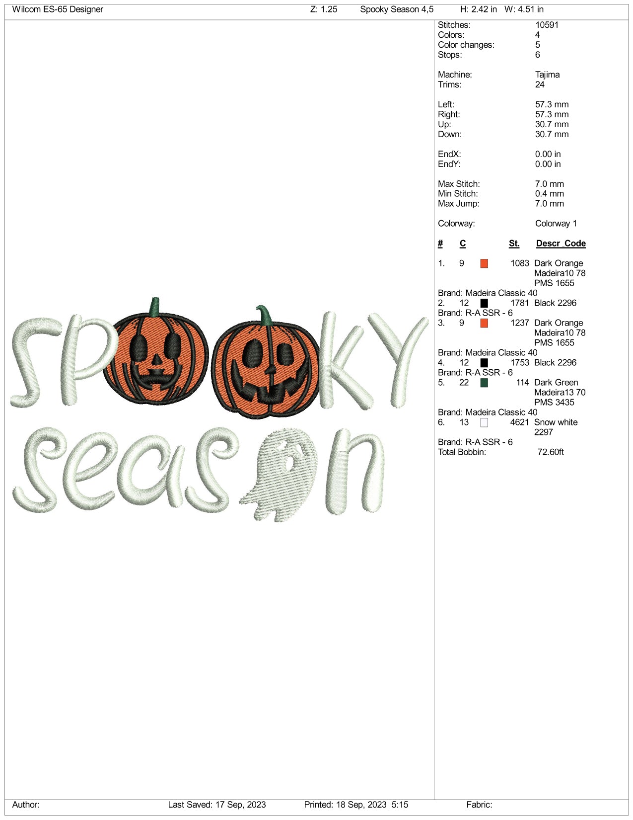 Spooky Season Embroidery Design Files - 3 Size's