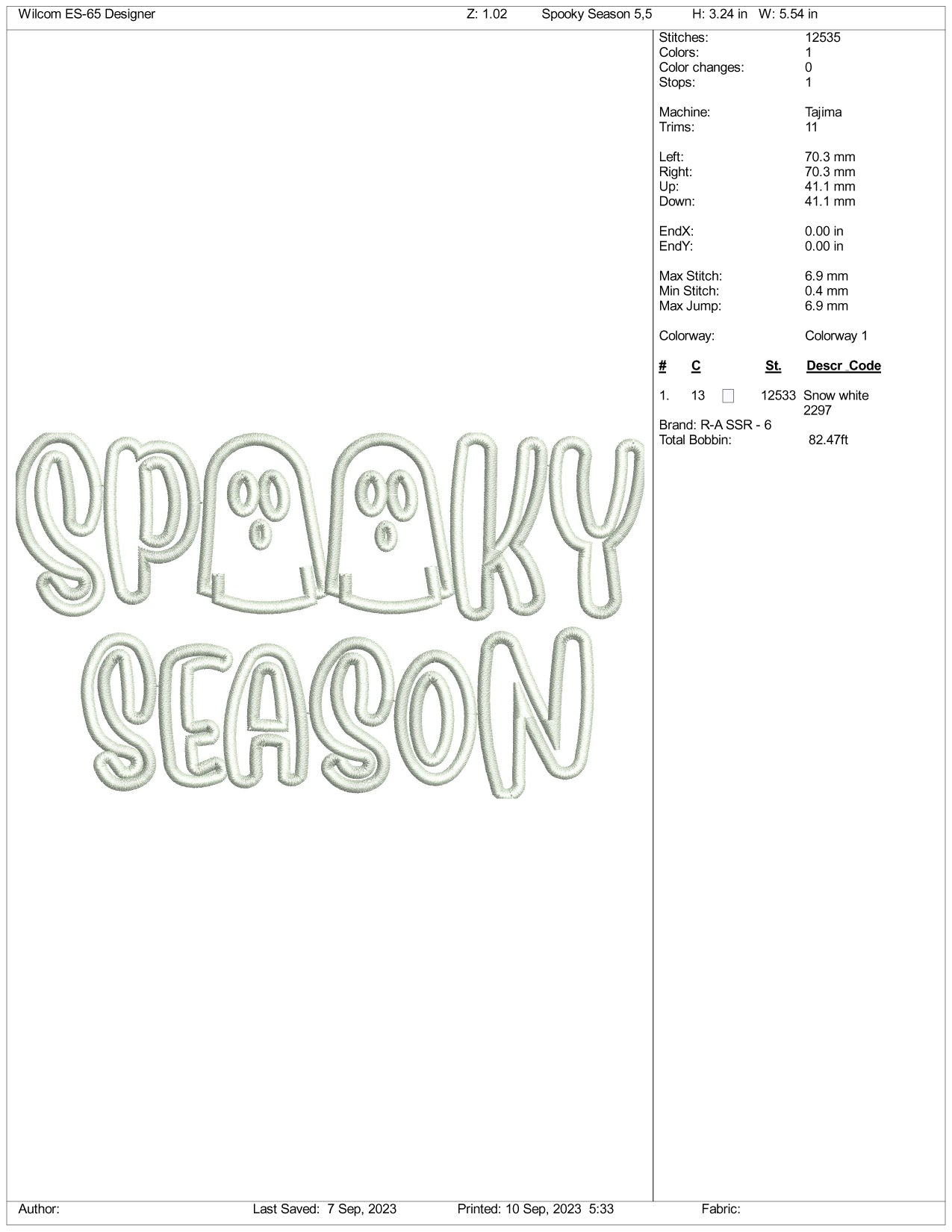 Spooky Season Embroidery Design Files - 3 Size's