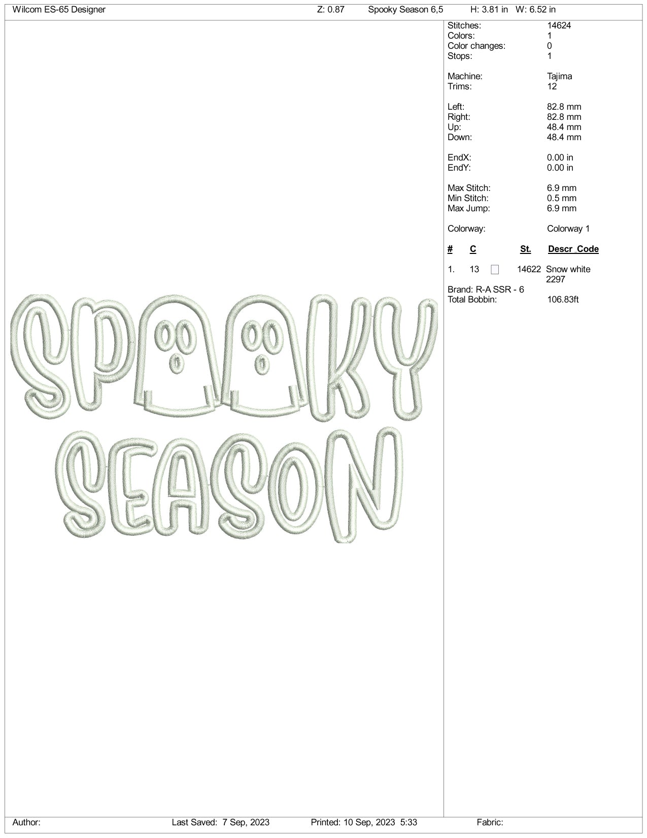 Spooky Season Embroidery Design Files - 3 Size's