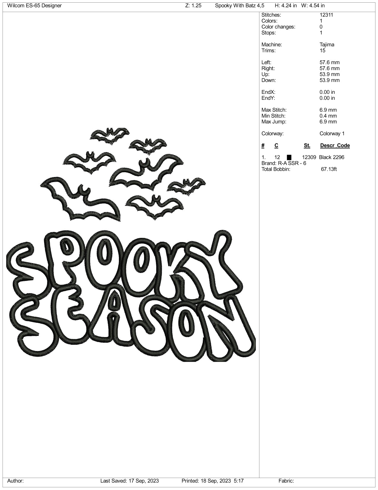 Spooky Season v2 Embroidery Design Files - 4 Size's