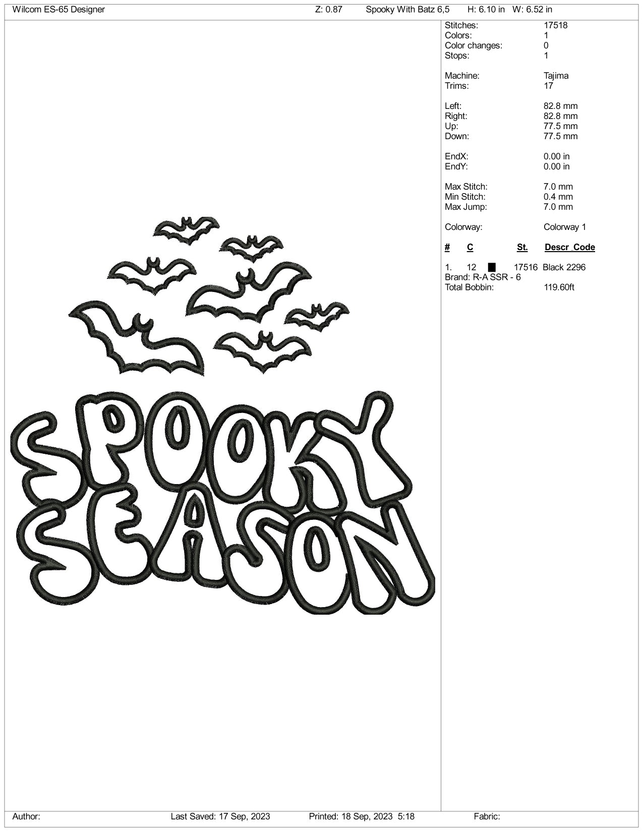 Spooky Season v2 Embroidery Design Files - 4 Size's