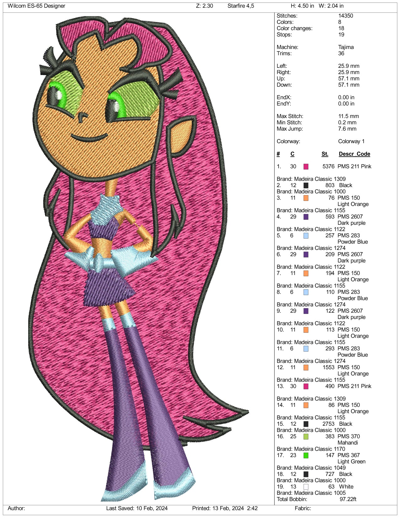 Starfire Embroidery Design Files - 3 Size's