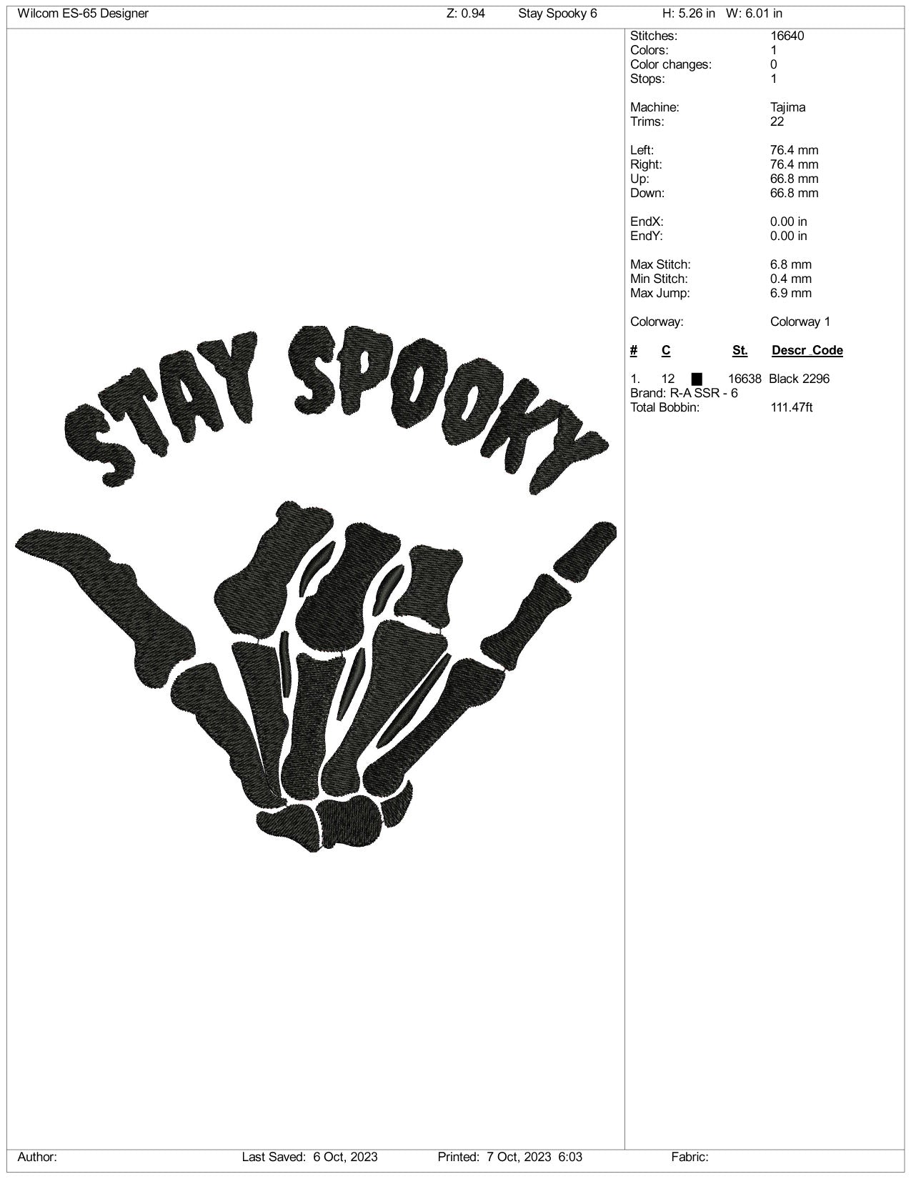 Stay Spooky Hand Embroidery Design Files 