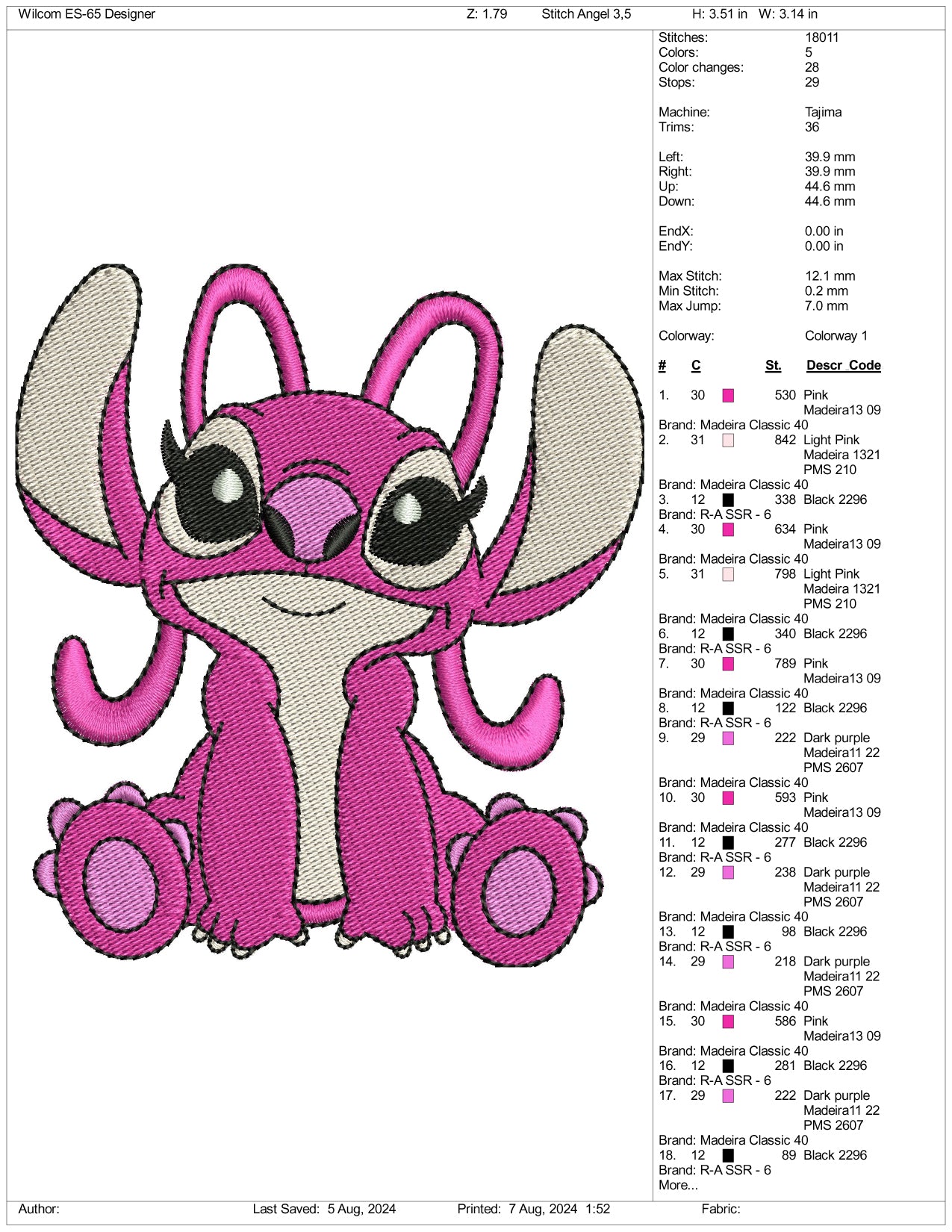 Modern Angel Embroidery Design Files - 3 Size's