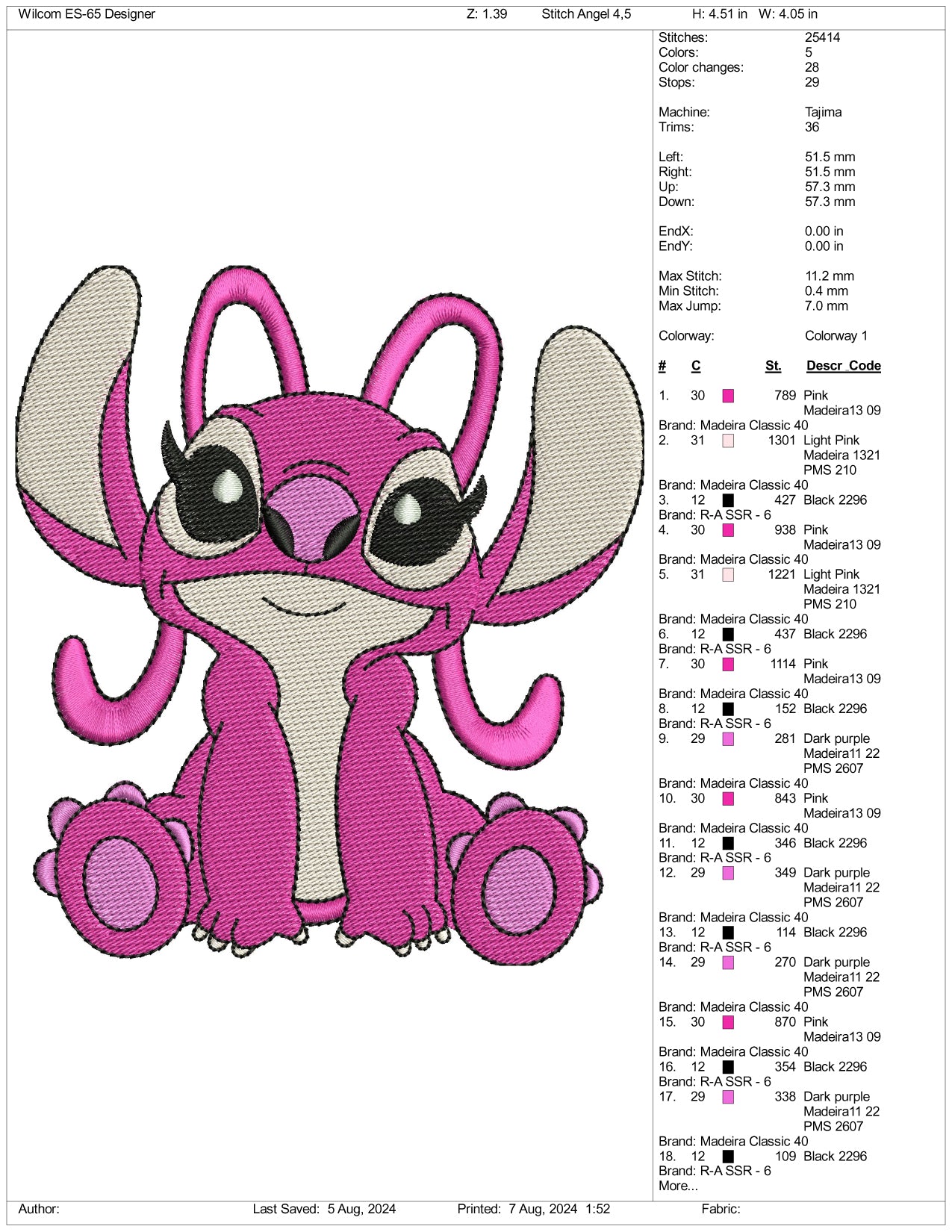 Modern Angel Embroidery Design Files - 3 Size's