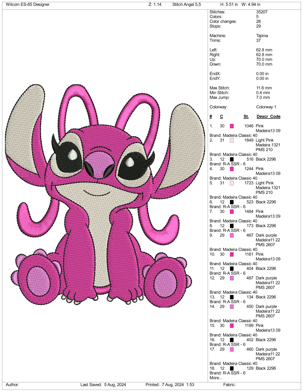 Modern Angel Embroidery Design Files - 3 Size's