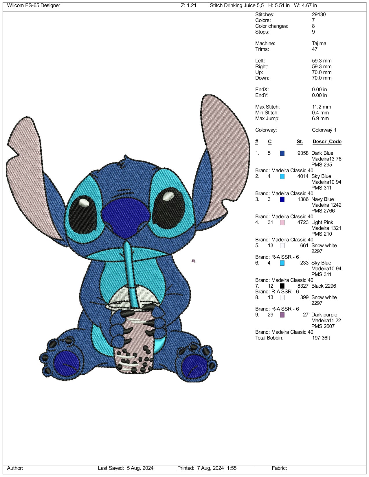 Stitch Juice Embroidery Design Files - 3 Size's