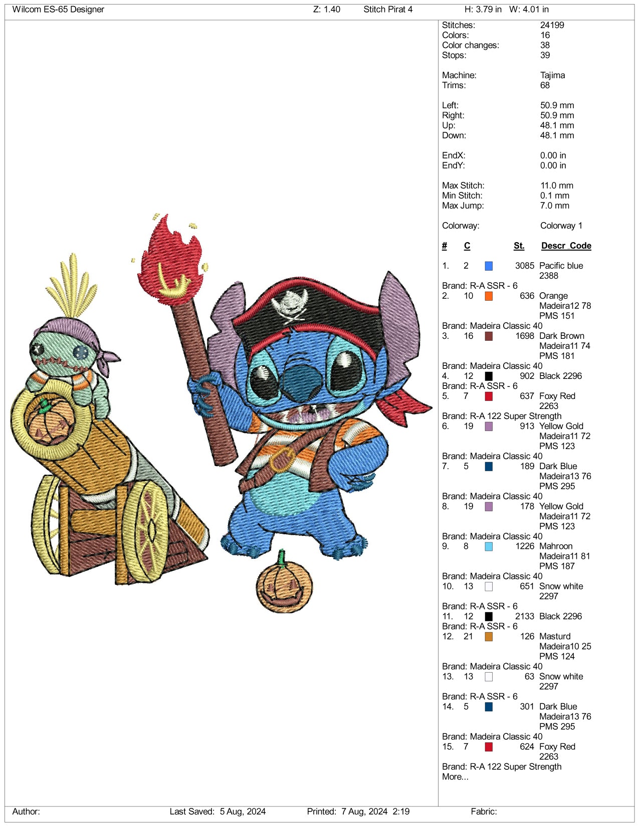 Stitch Pokemon Embroidery Design Files - 3 Size's