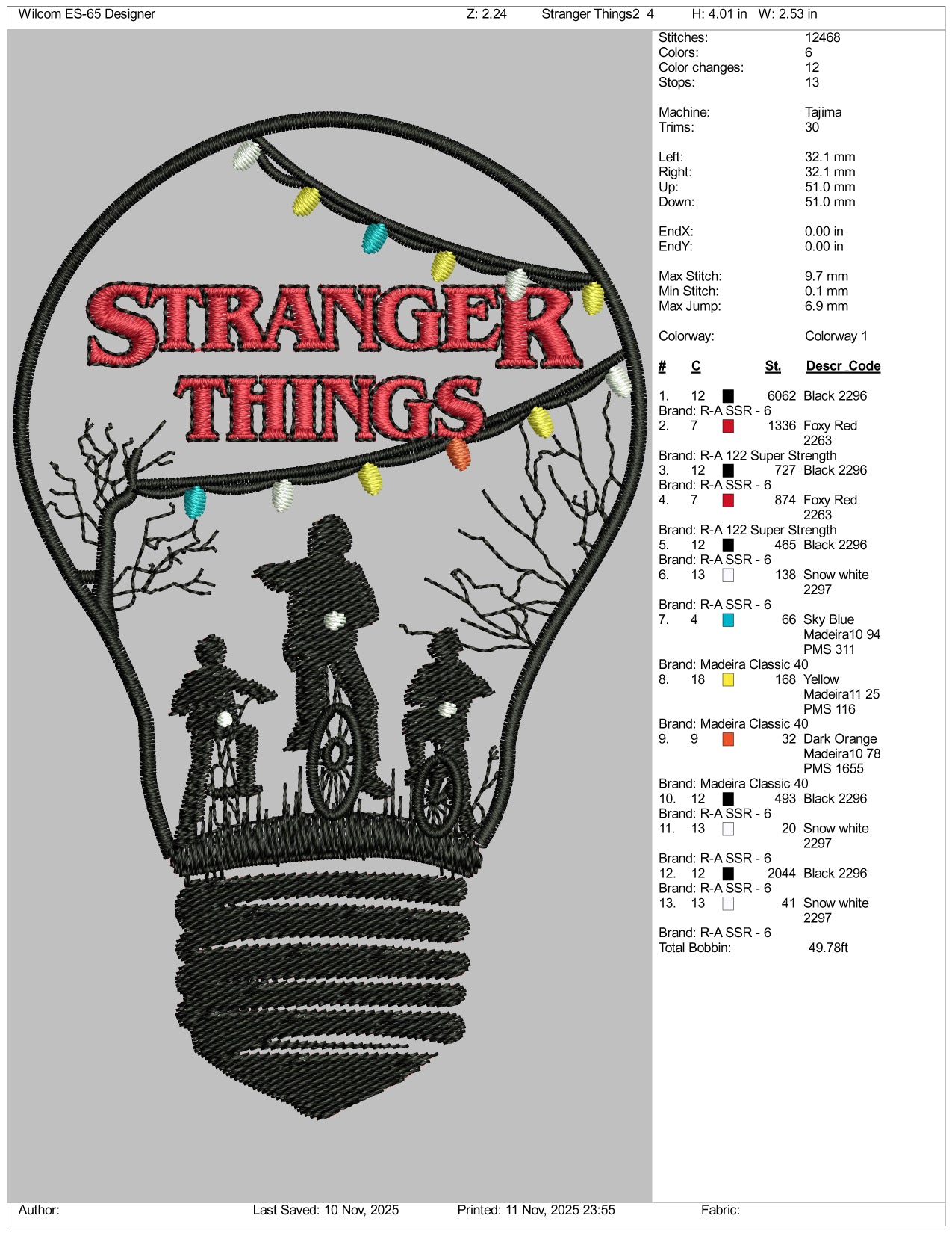 Stranger Things Bulb Edition Embroidery Design Files - 5 Size's