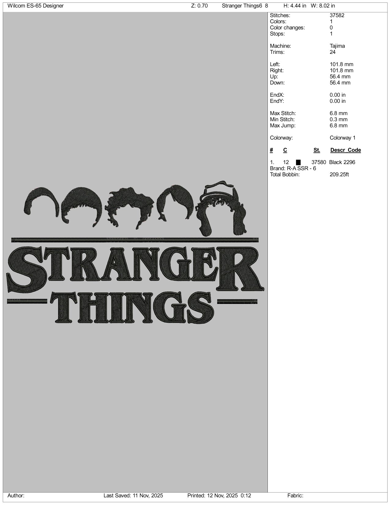 Stranger Things Friends  v6 Embroidery Design Files - 3 Size's