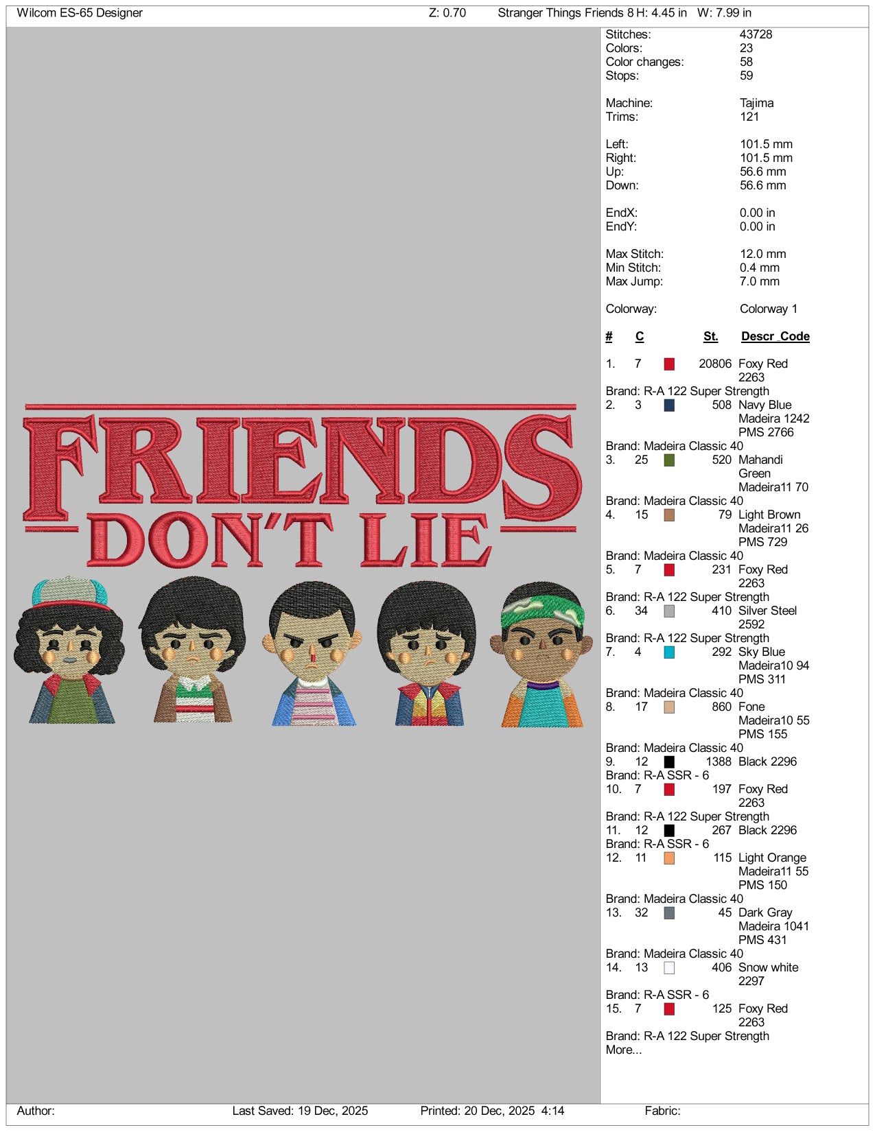 Stranger Things Friends Don't Lie Embroidery Design Files - 3 Size's