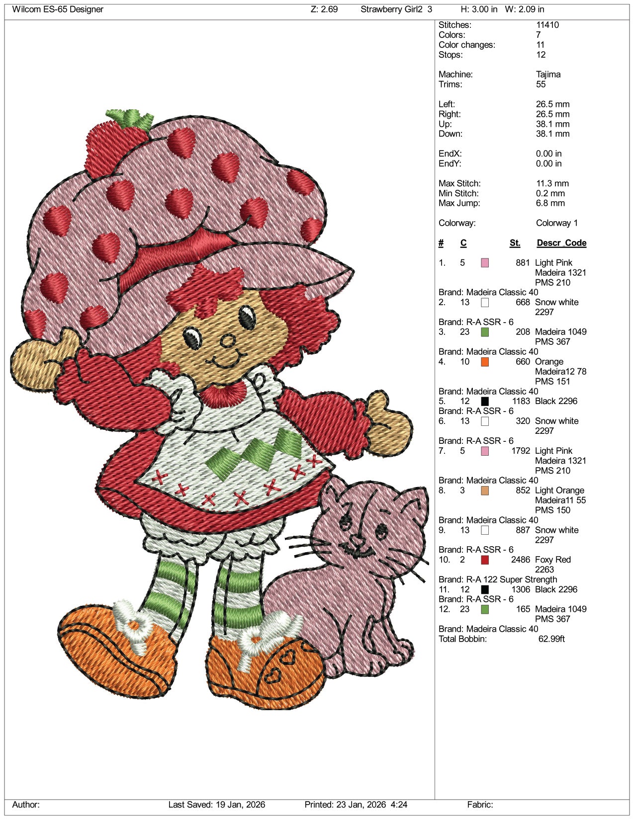 Strawberry Shortcake v5 Embroidery Files - 3 Size's