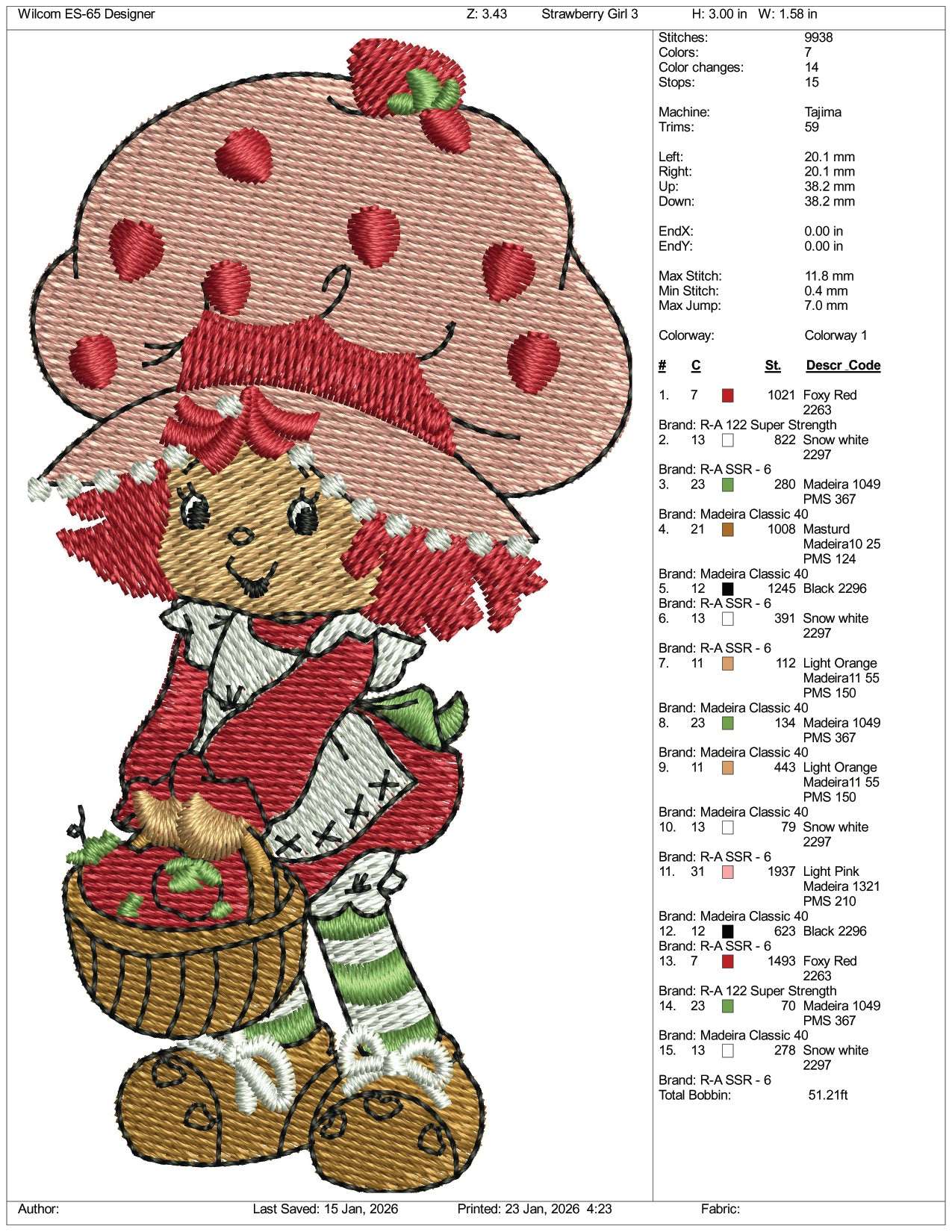 Strawberry Shortcake v4 Embroidery Files - 3 Size's