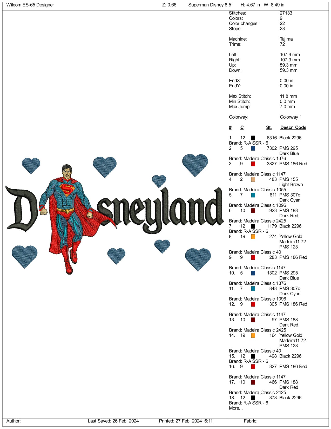 Spiderman Disneyland Embroidery Design Files - 3 Size's