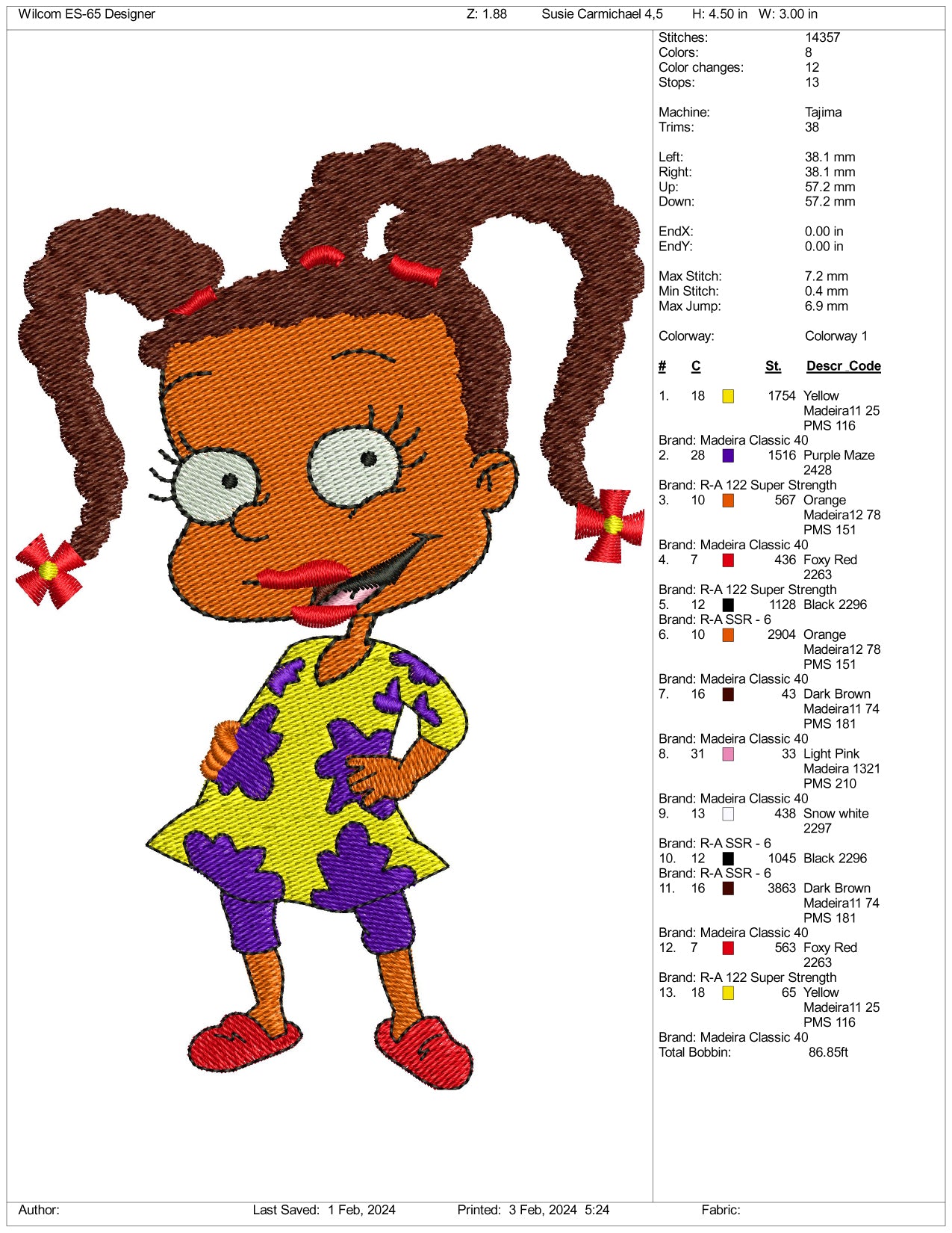 Susie Carmichael Embroidery Design Files - 3 Size's