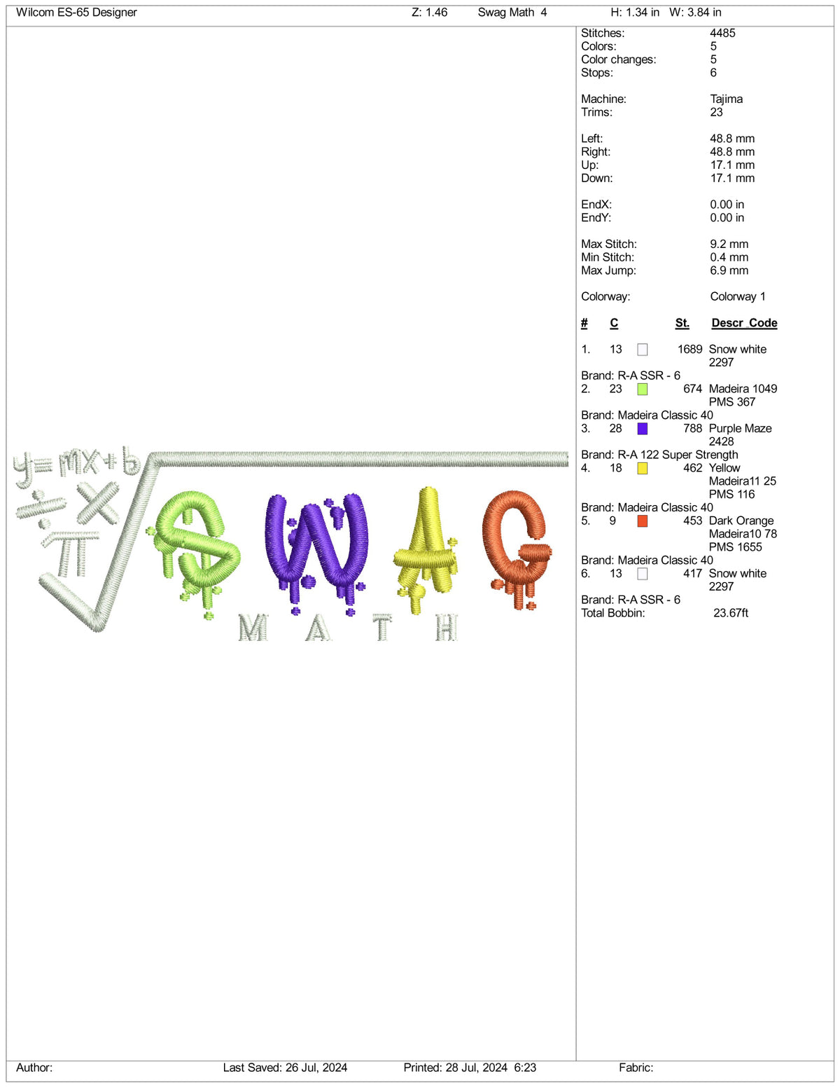 Math Embroidery Swag Math Embroidery Files - 3 Size's – Online Embroidery Designs