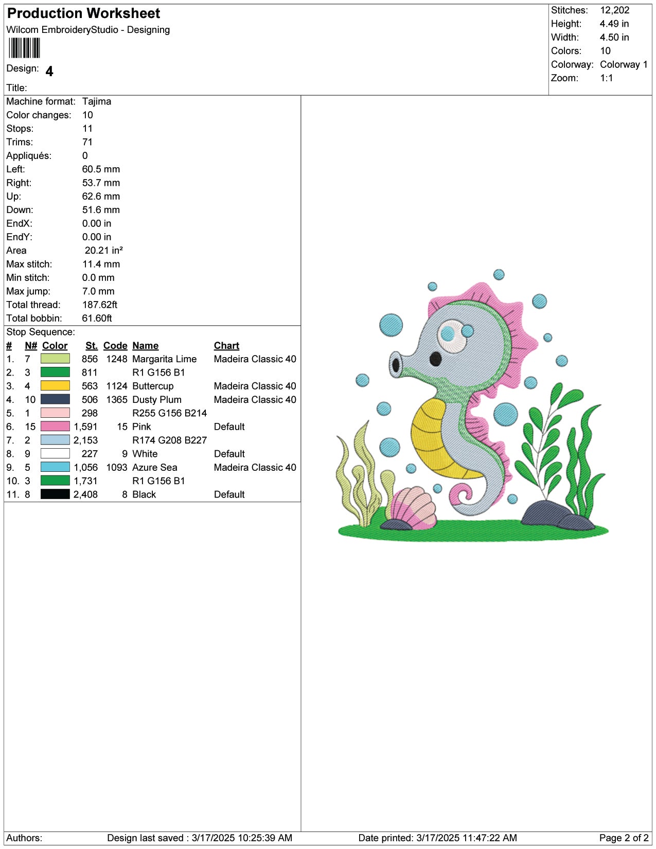 Sweet Seahorse Embroidery Design Files - 9 Size's