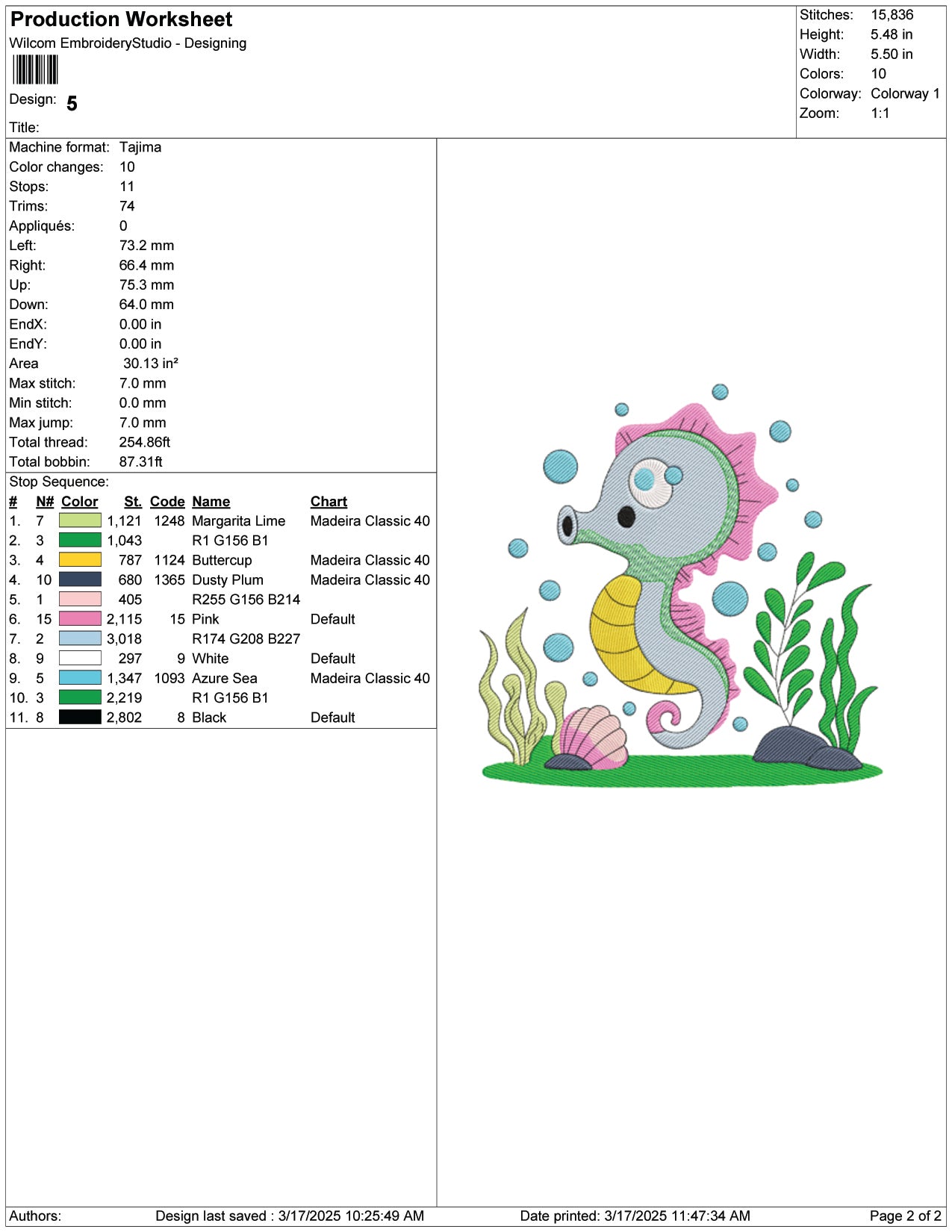 Sweet Seahorse Embroidery Design Files - 9 Size's