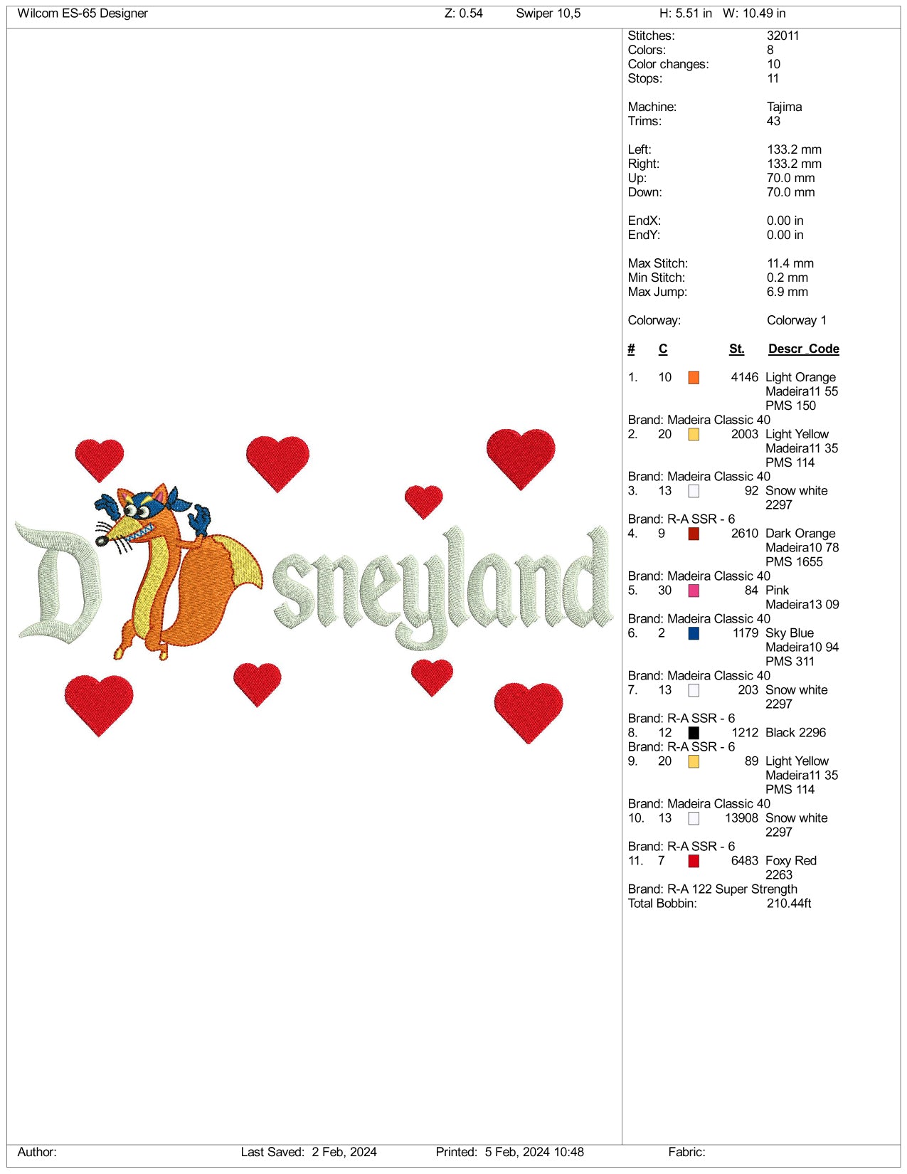 Swiper The Fox Disneyland Embroidery Design Files - 3 Size's