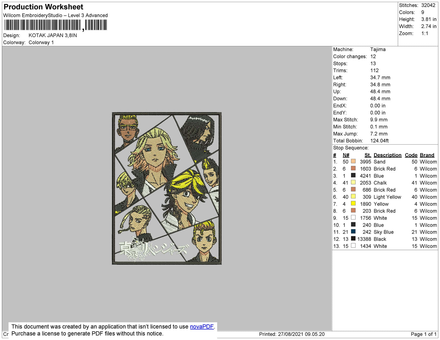 Tokyo Revengers All Embroidery Design Files - 4 Size's