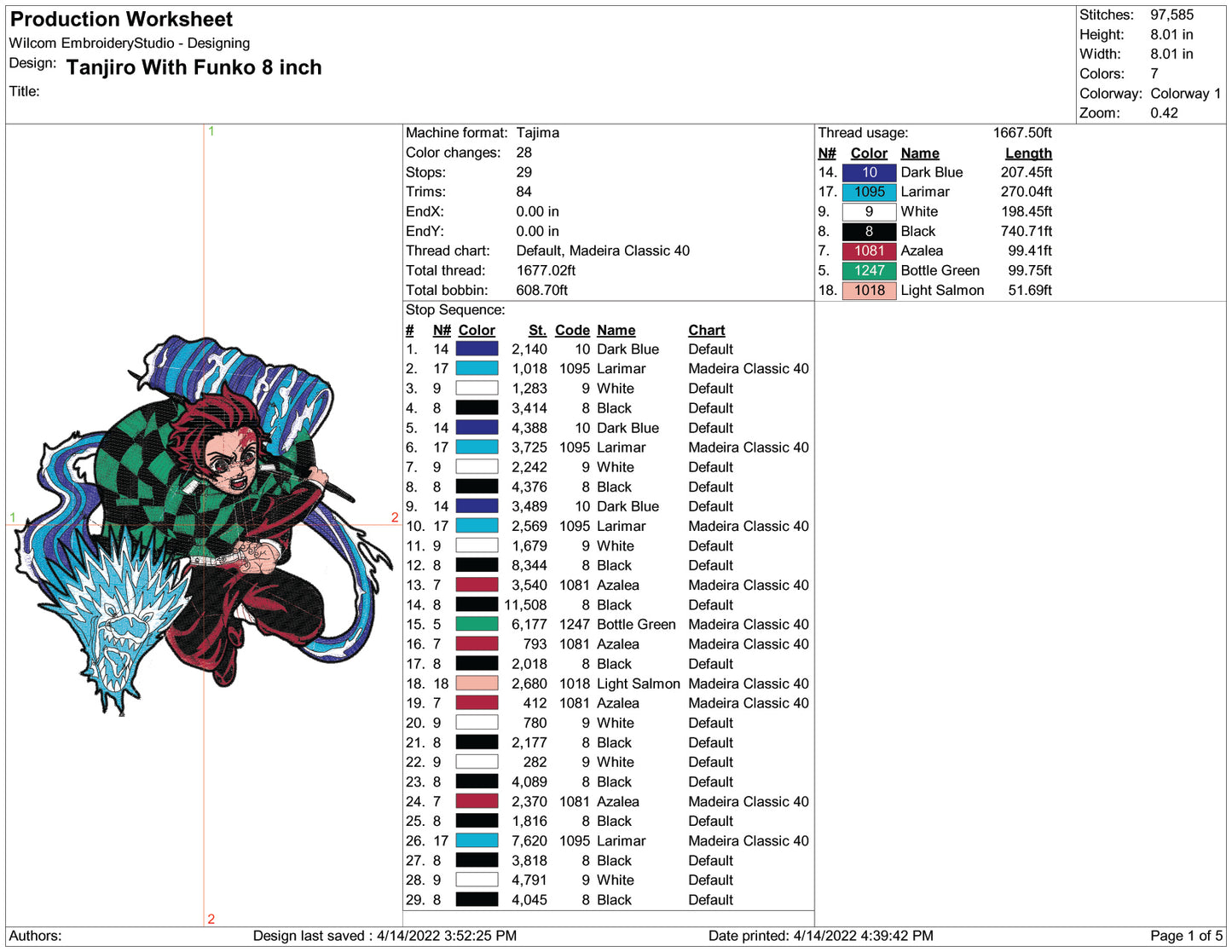 Tanjiro With Funko Embroidery Design Files - 6 Size's