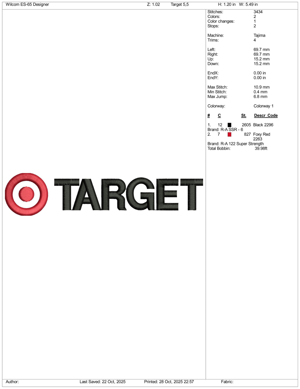 Target Lettering Design Target Logo Embroidery Design Files - 4 Size's – Online Embroidery Designs