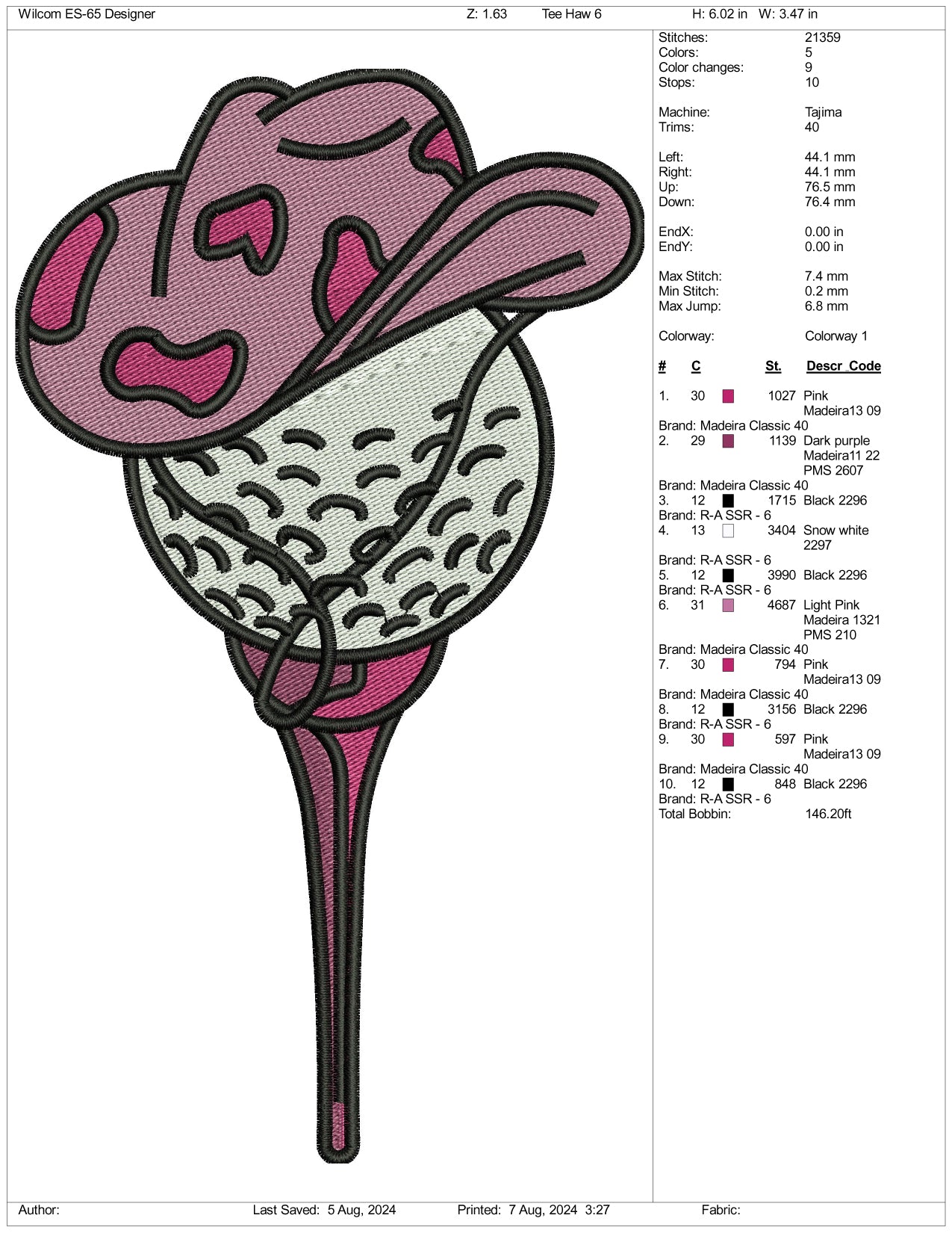 Golf Ball Hat Embroidery Design Files - 3 Size's