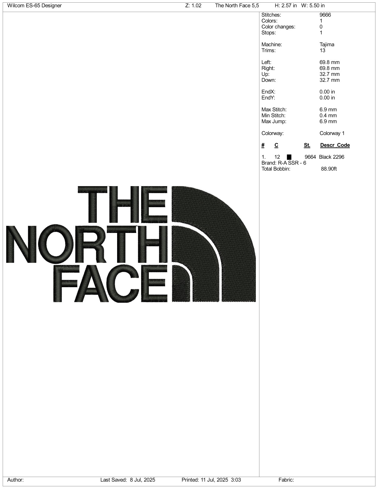 The North Face Logo Embroidery Design Files - 3 Size's