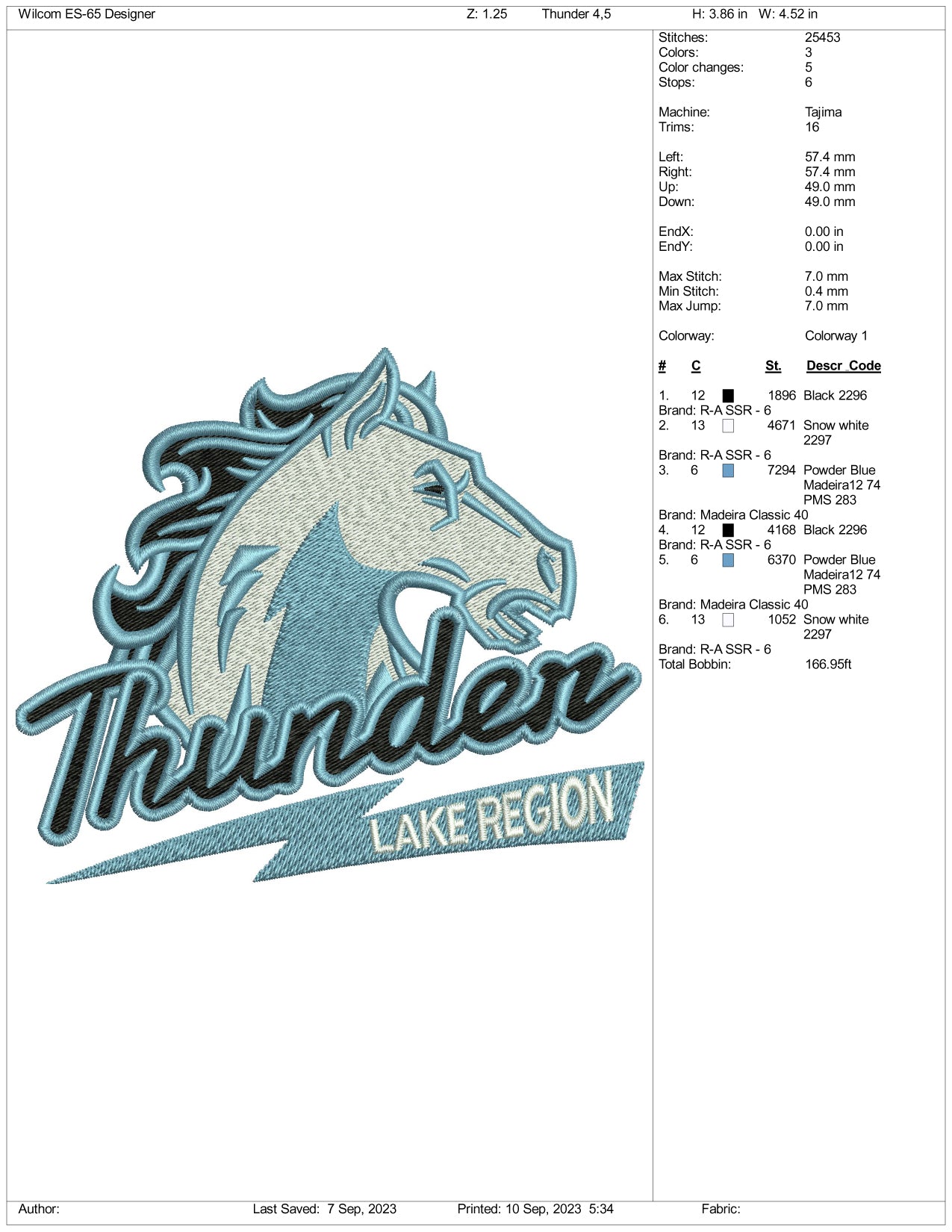 Thundar Horse Embroidery Design Files - 3 Size's