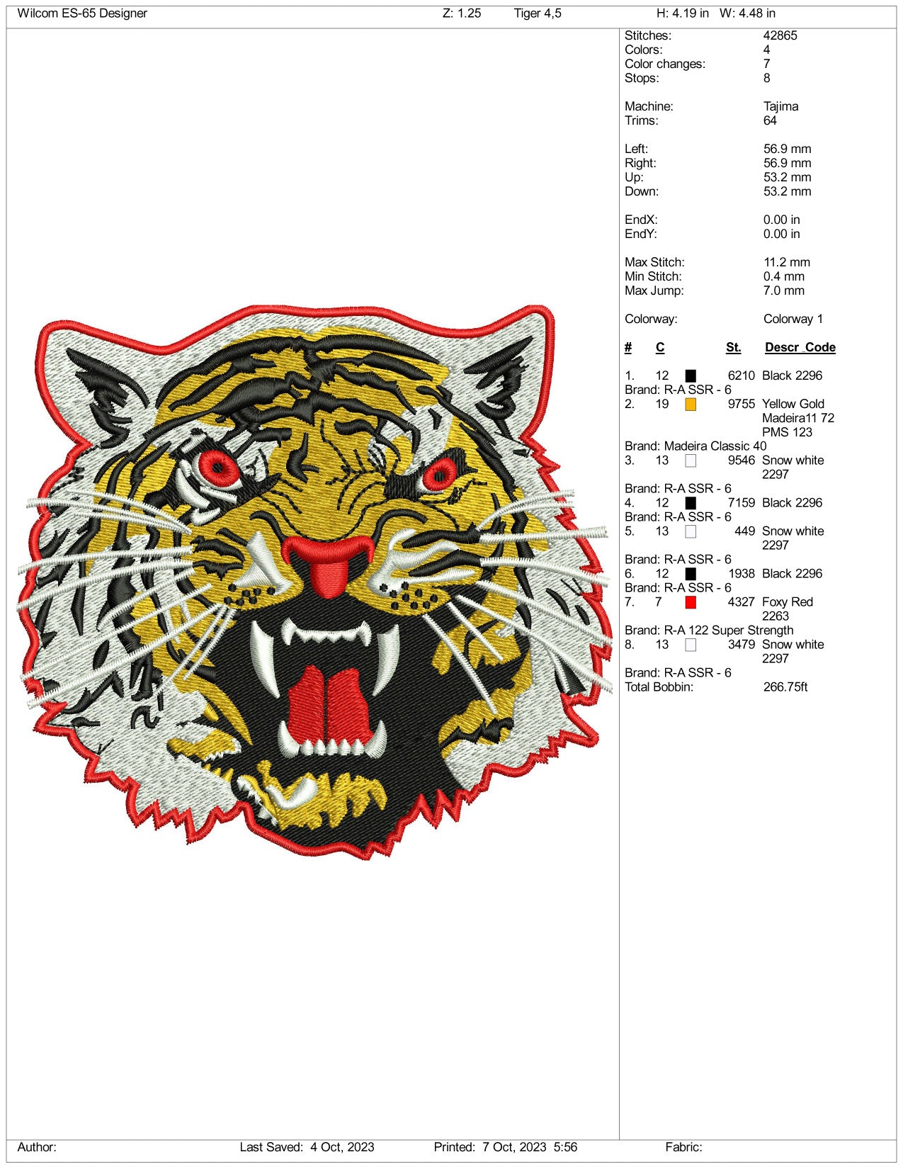 Roar Tiger Face Embroidery Design Files - 3 Size's