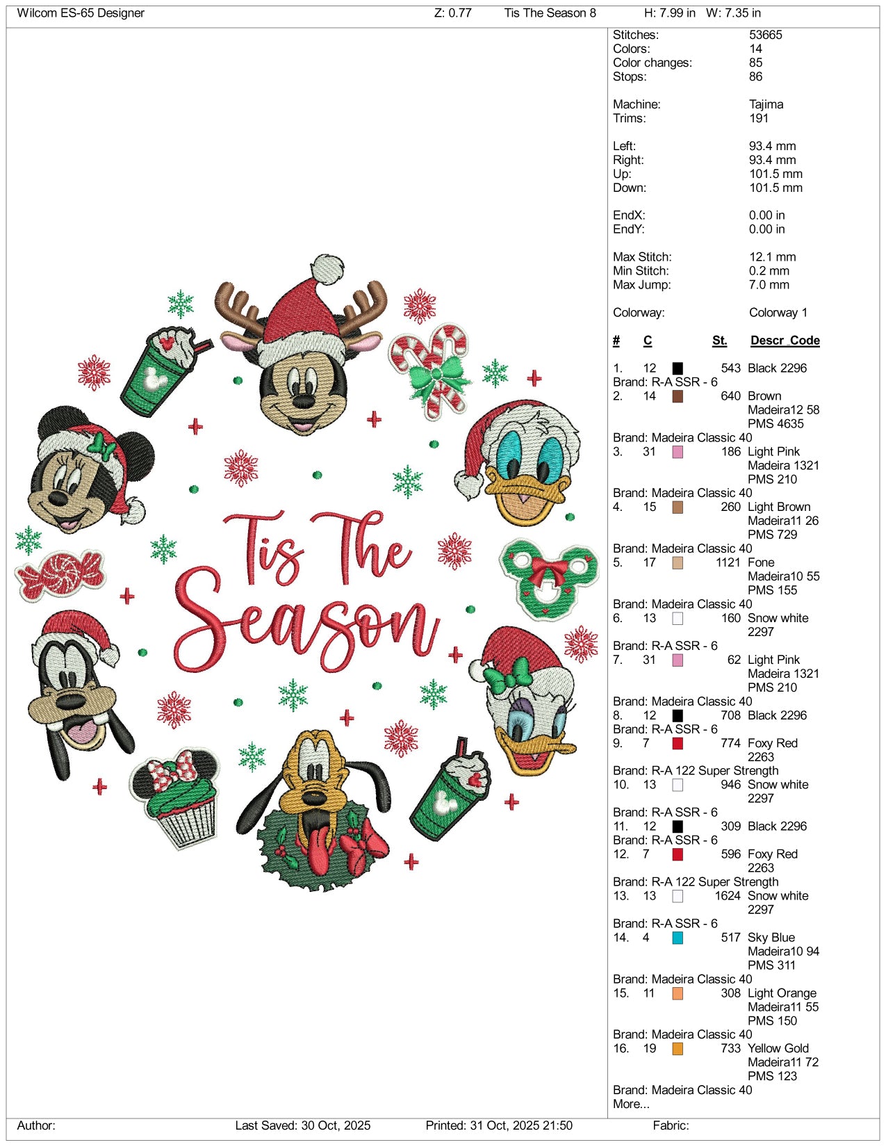 Tis The Season v2 Embroidery Design Files - 3 Size's