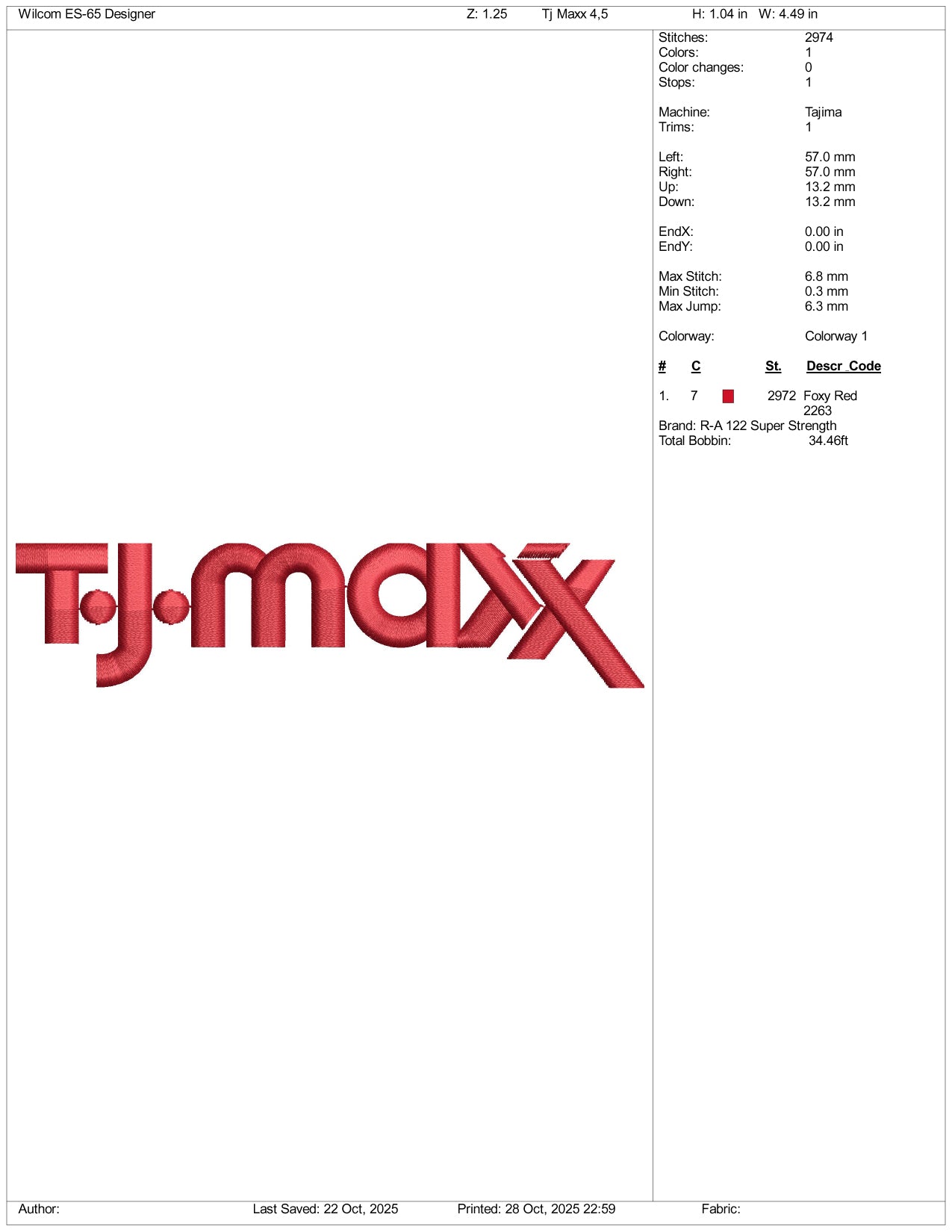 TJ Maxx Logo Embroidery Design Files - 3 Size's