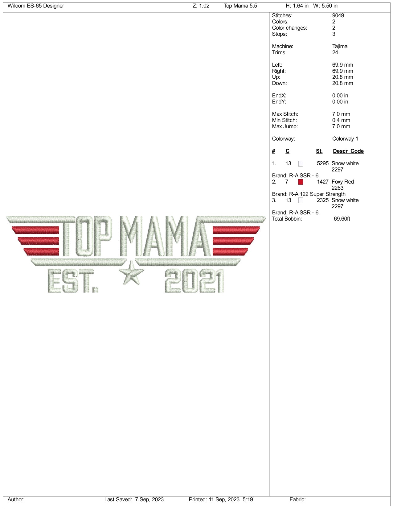 Top Mama Embroidery Design Files - 3 Size's