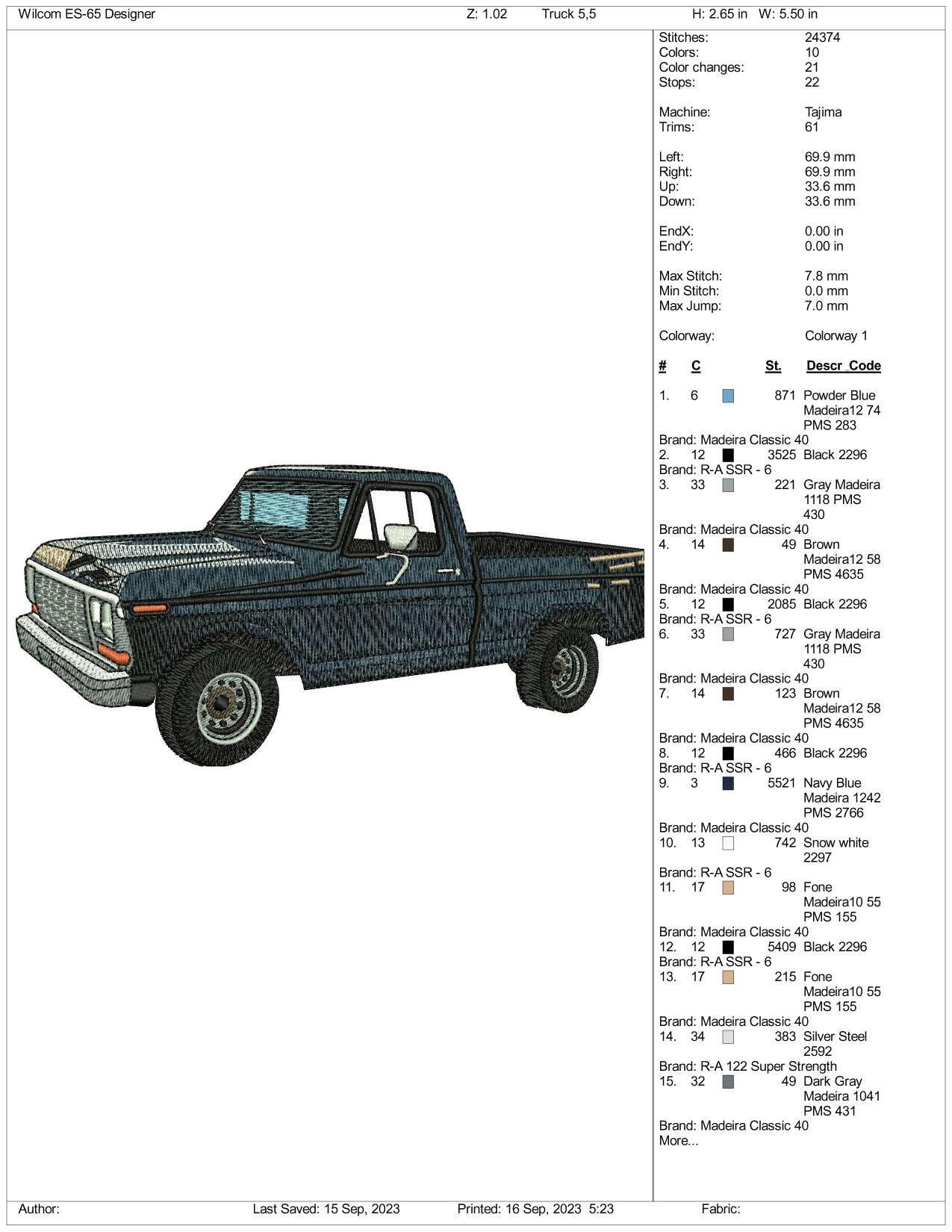 Ford F-150 Truck Embroidery Design Files - 3 Size's