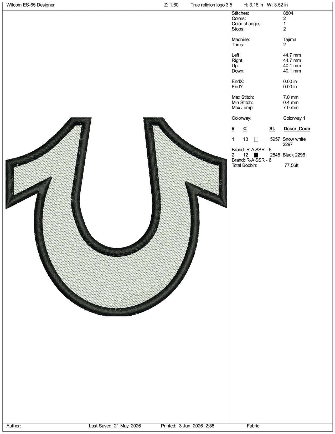 True Religion Logo Embroidery Design Files - 3 Size's