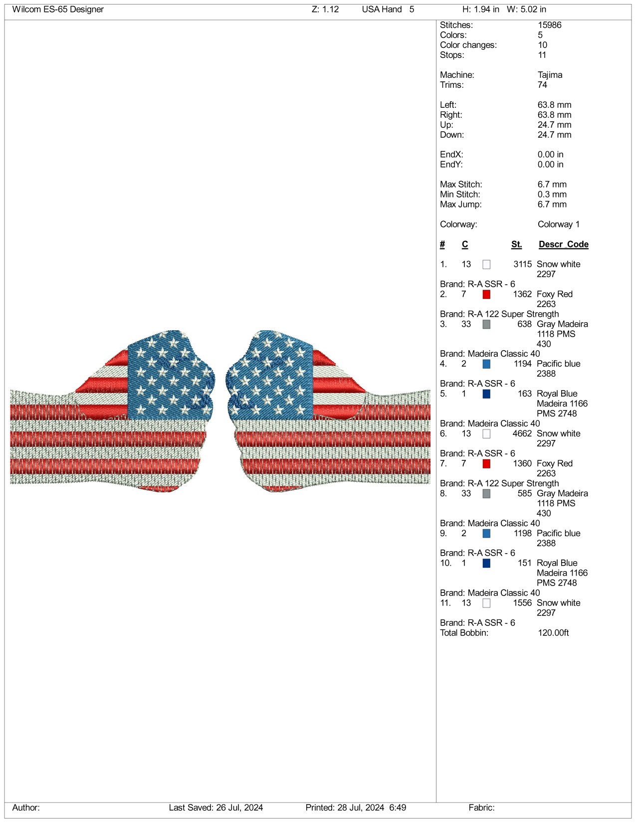 United States Punch USA Embroidery Files - 3 Size's