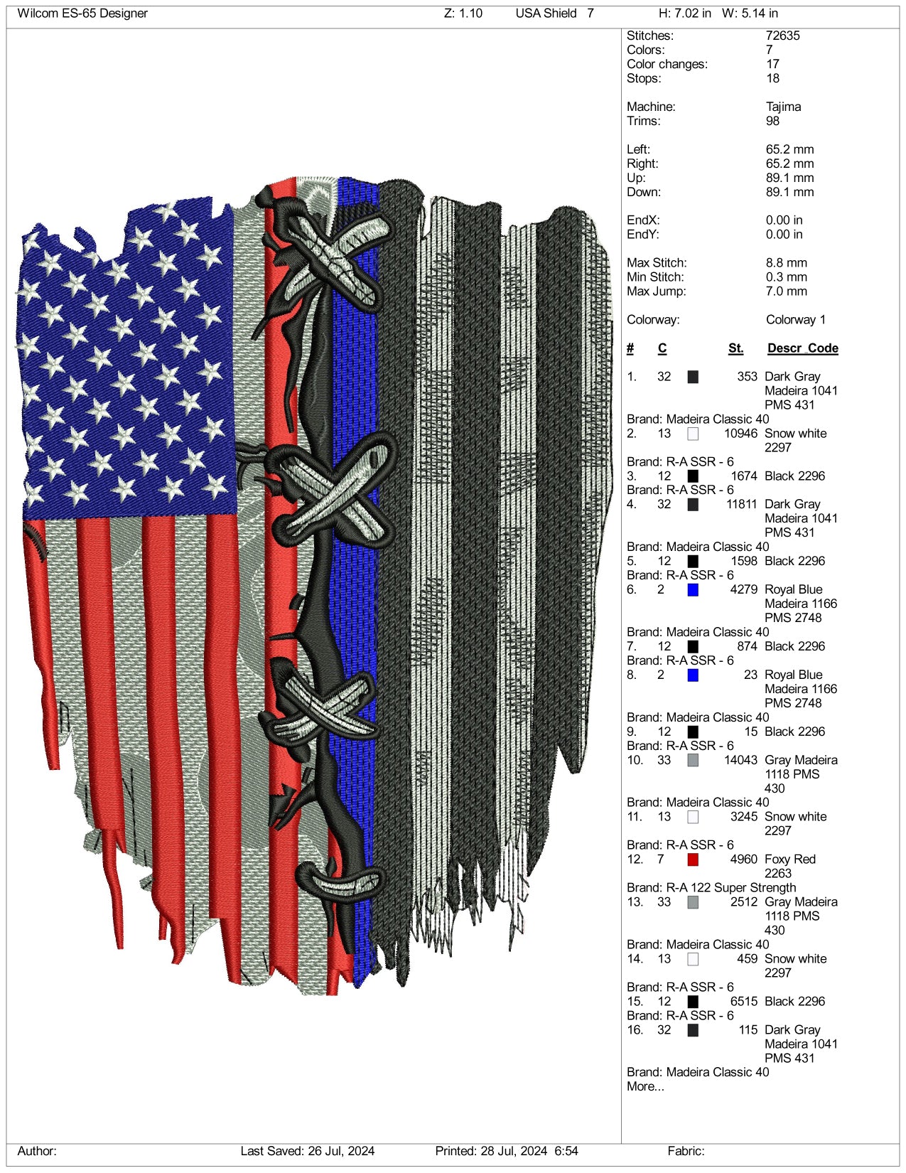 USA Shield Embroidery Files - 3 Size's