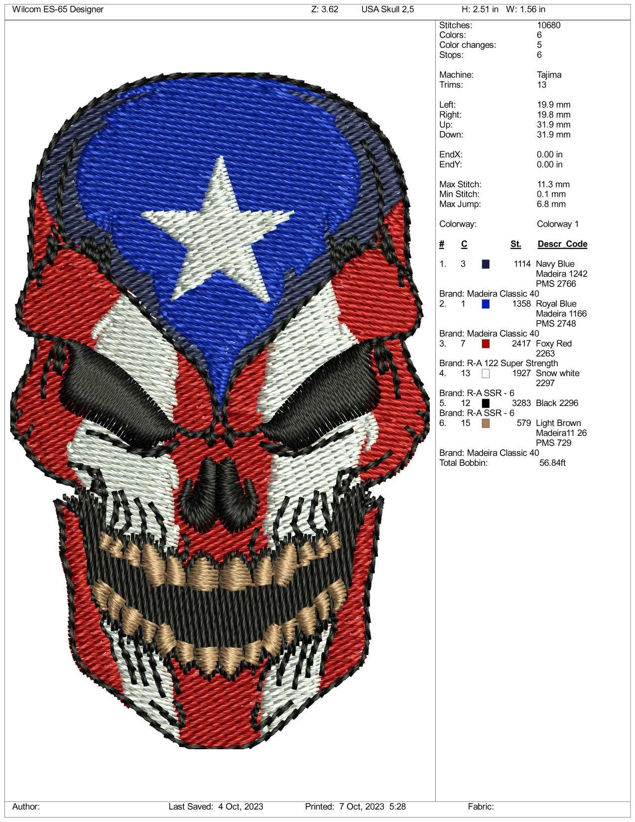 Captain America Skull Embroidery Design Files