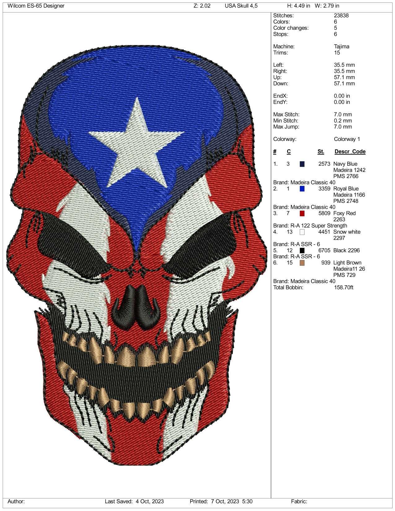 Captain America Skull Embroidery Design Files