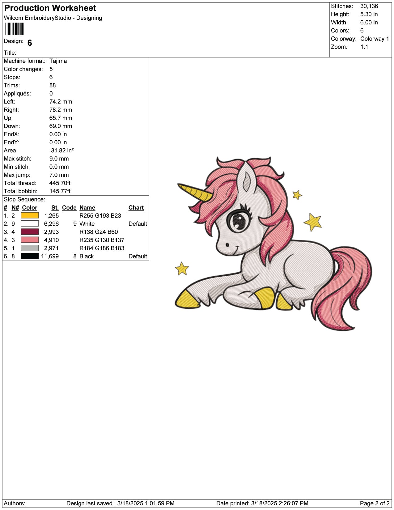 Baby Unicorn Embroidery Design Files - 9 Size's